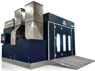 Accudraft TITAN Pitless Downdraft Automotive Paint Spray Booth in Blue Color
