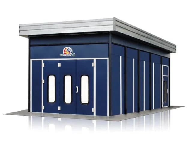 Outdoor paint booth with rear enclosure